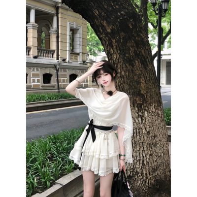 漂亮独特雪纺连衣裙女夏季轻奢