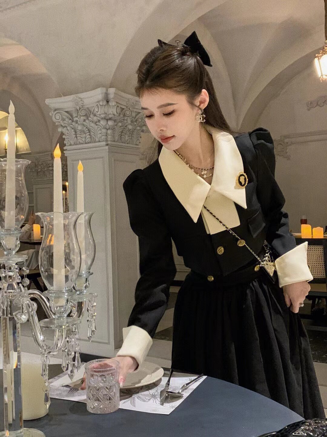 两件套装法式气质名媛小香风撞色拼接短外套高腰半身裙高级感套装,女装/女士精品,时尚套装,淘宝优惠券,粉丝福利购,淘宝优惠卷