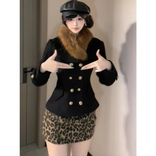 香风千金豹纹半身裙两件套