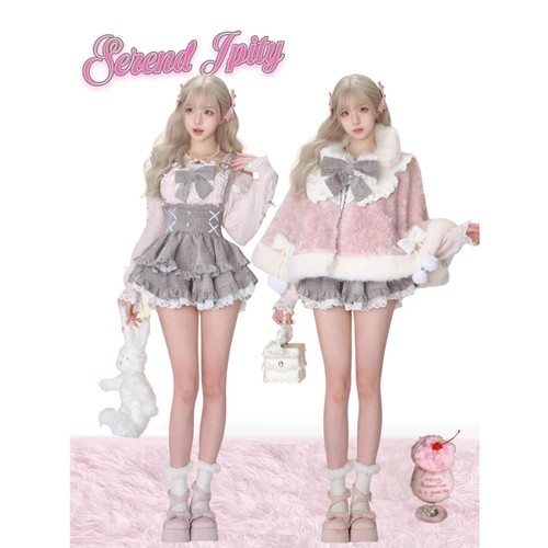 冬季学院风毛绒绒冬季保暖三件套