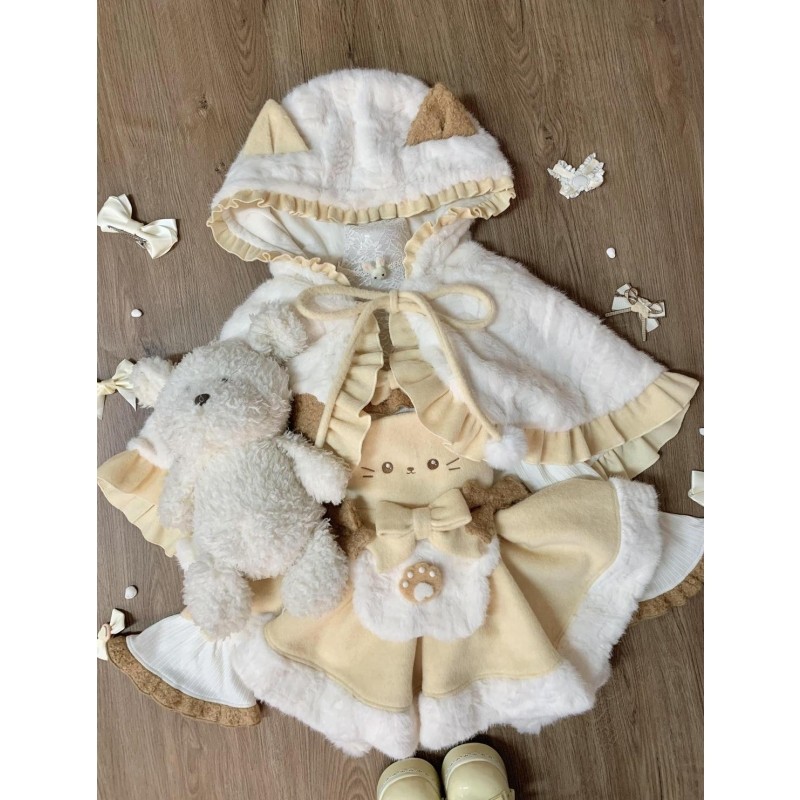 秋季新款洛丽塔甜美可爱蝴蝶结方口领上衣毛绒斗篷背带裙三件套女,女装/女士精品,时尚套装,淘宝优惠券,粉丝福利购,淘宝优惠卷