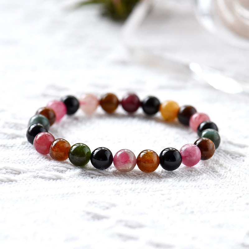 天然巴西老矿料真碧玺手链女单圈 一物一图 送女礼物饰品支持鉴定