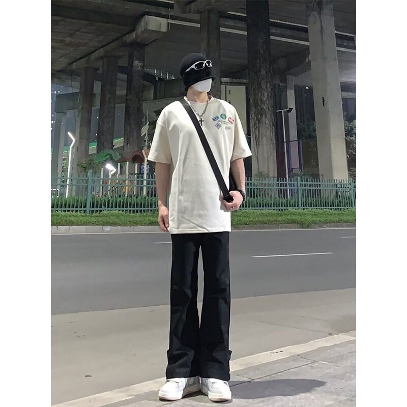 2024春秋冲锋裤子美式高街男加绒机能风工装裤修身直筒排扣微喇裤