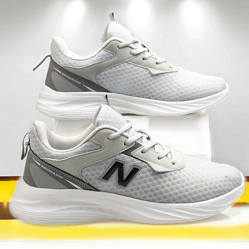 运动鞋子男网面透气情侣款休闲鞋时尚轻便软底跑步鞋n字男鞋
