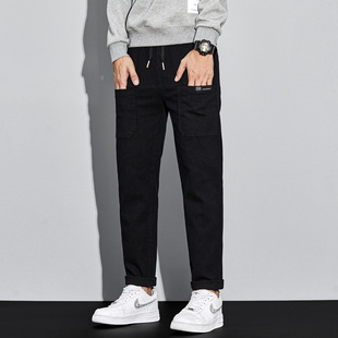 时尚 六兜弹力抽身休闲裤 同款 多口袋工装 男 冬季 裤 加绒加厚男士