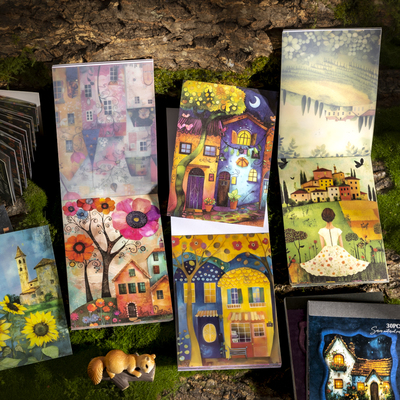 怪诞小屋房子造景背景双材质贴纸