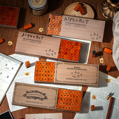 时光拼记基础70枚字母字符印章套装 复古手帐素材装 饰木质印章