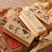 木质花草集印章复古风尤加利叶植悟日记装 饰手帐DIY木制手账印章