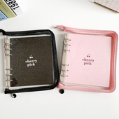 简约ins风樱桃活页PVC拉链方形手帐本方格空白内芯学生随身记事本