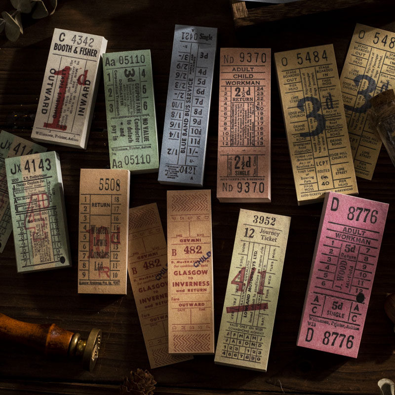 时空车票手账车票本复古可撕票据本无粘性手帐装饰基础材料素材包