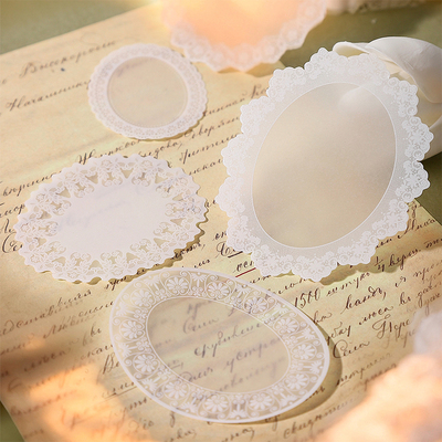 云朵下的蕾丝白墨硫酸纸贴纸