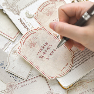 时光回廊复古标签贴纸盐系文艺异型贴画手账装饰边框背景打底素材