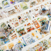 月光舒曼PET模切胶带复古手账拼贴人物场景小物件素材装 饰贴纸