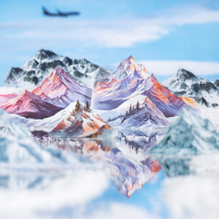 白雪山雪景山峰造景模切胶带