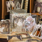 忆昔旧年镂空硬卡相框贴纸复古手账拼贴素材欧式 门窗花环装 饰DIY