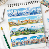 旅途 饰手账 装 时光PET造景胶带乡村北国手帐场景装 饰DIY素材排版