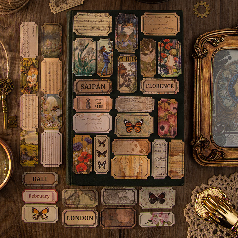 复古岁月回廊手账贴纸包异形可书写手帐拼贴装饰素材贴画小图案