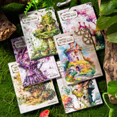 精灵 饰打底异形便签 城堡复古素材纸手撕做旧手帐拼贴打底背景装