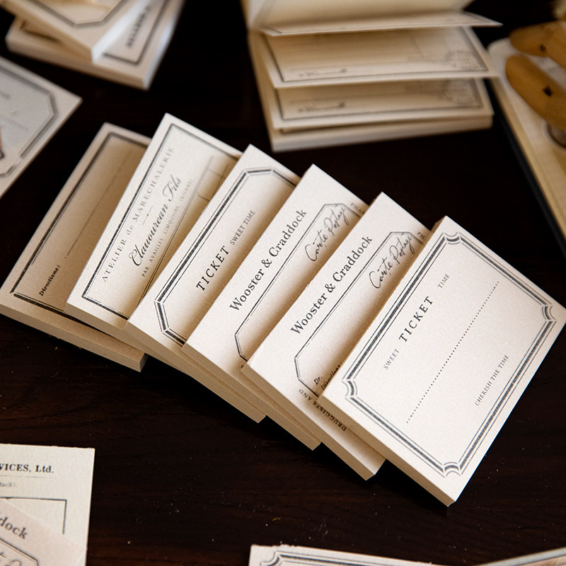 50张陌生留言记事手帐装饰素材便签本简约ins风基础手帐材料复古