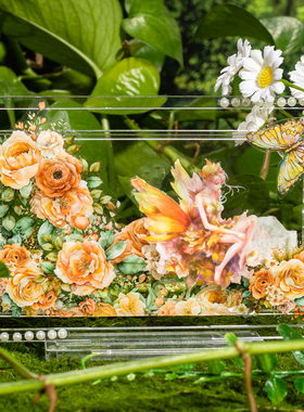 神之花使花仙子贝壳光PET透明防水自粘贴纸模切复古手机手账拼贴