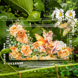 神之花使花仙子贝壳光PET透明防水自粘贴纸模切复古手机手账拼贴