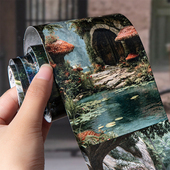 午后 乡野大尺寸风景复古手帐装 饰胶带DIY手工贴纸基础背景打底