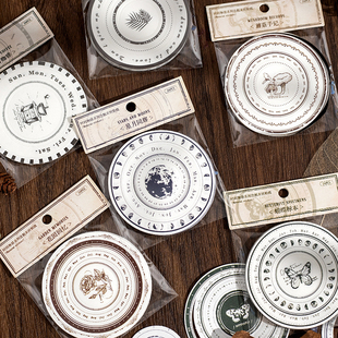 时间物语边框素材贴纸圆形模切复古手帐拼贴基础场景装饰摆拍材料