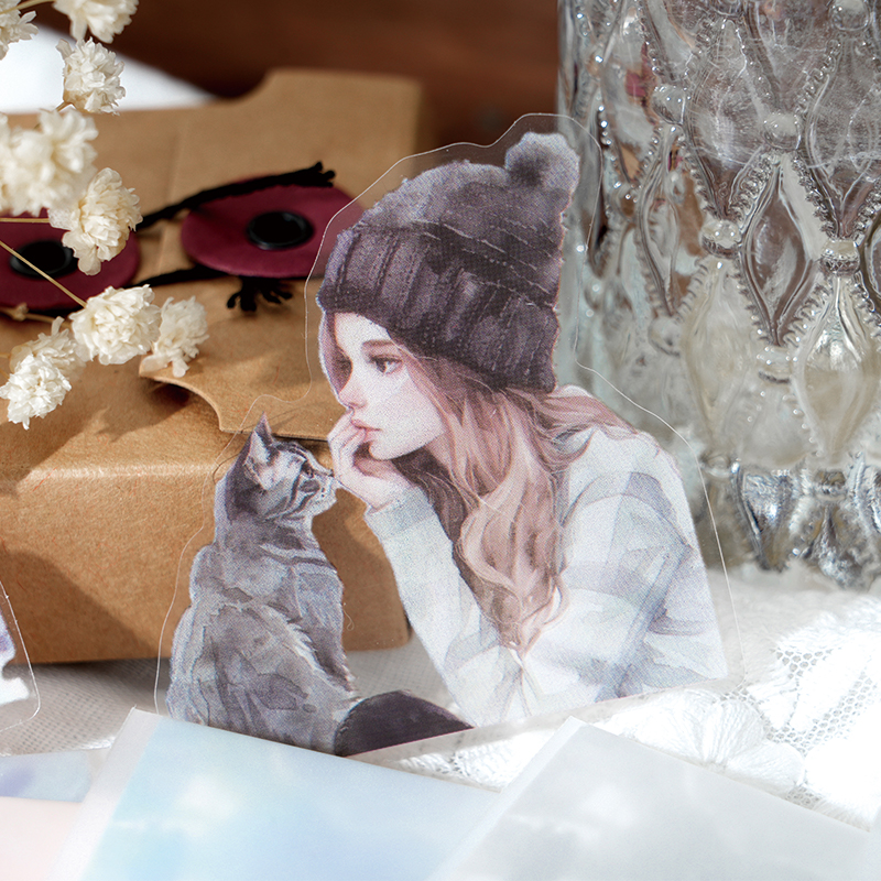 猫咪少女PET贴纸包轻复古