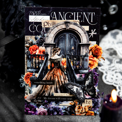 古旧庭院激光模切贴纸复古蕾丝门窗花园手账拼贴画基础装饰diy贴