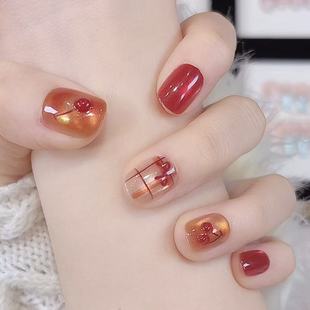 【小樱桃】纯手工秋冬新款鎏金猫眼高级气质显白日常百搭甲片