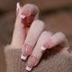 穿戴甲INS风美甲高级感美甲 中长款 草莓奶盖 法式