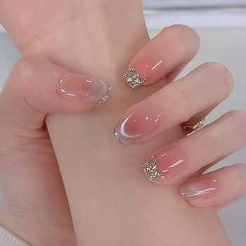 【鎏金碎钻】裸色温柔法式猫眼手工穿戴甲爆闪显白高级感美甲贴片