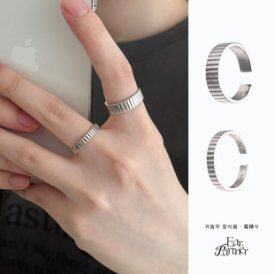 925纯银戒指女小众设计轻奢高级感冷淡风食指宽面版开口活口银饰