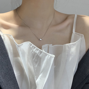 简约锁骨链颈链 银豆豆纯银蛇骨项链女轻奢小众高级冷淡风银色韩版