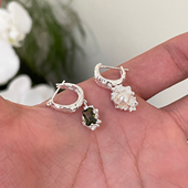 不对称珍珠锆石耳环女小众高级感2025新款 耳坠银直针耳钉耳饰 爆款