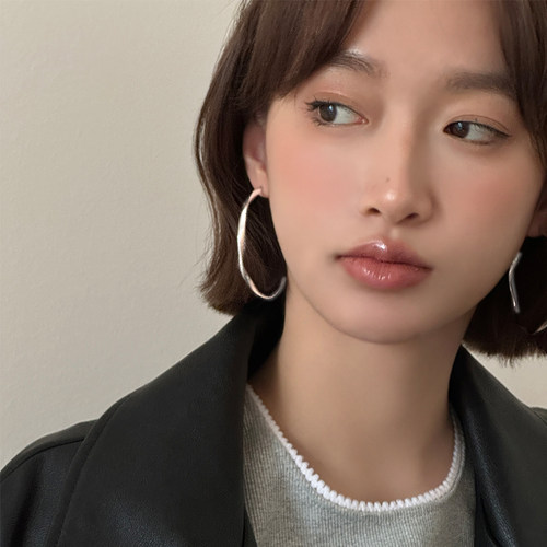 素圈耳环女金色大耳圈法式耳扣银针耳钉2026年新款爆款圆圈耳饰品