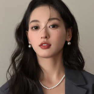 设计气质高级感925银针耳环冷淡风耳饰 珍珠耳钉女轻奢小众后挂式