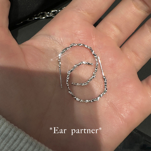 耳环小众设计感高级冷性风耳钉纯银银针个性 冷淡风耳饰女 耳圈韩式