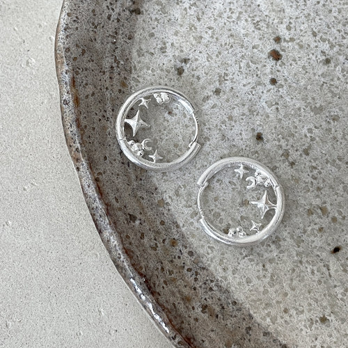 小众设计耳环圈圈拉丝耳钉2026新款爆款高级感耳圈纯银针耳饰女