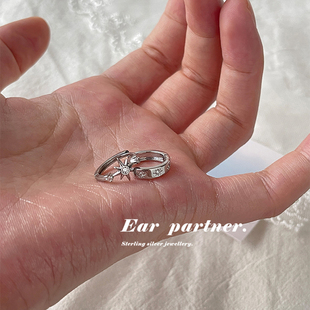 不对称六芒星耳环高级感冷淡风耳钉女小众设计感耳骨钉纯银针耳饰