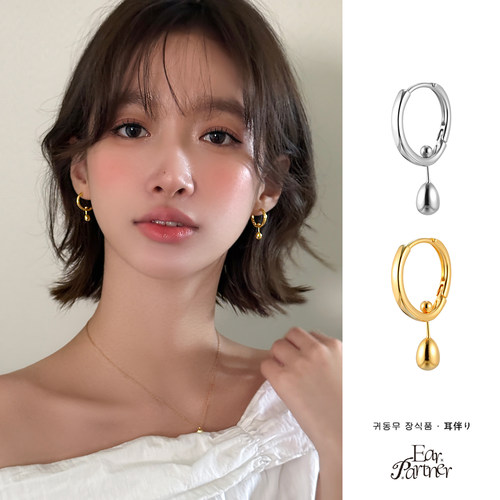 金银色水滴耳环耳扣女小众设计感高级2026新款气质耳圈耳钉耳饰品