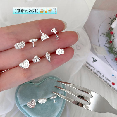可爱甜品蛋糕耳钉女小众设计适合夏天的耳环2025新款爆款银针耳饰