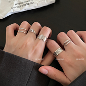 食戒指环 爆款 多款 叠戴925纯银戒指女小众设计轻奢高级感2026新款