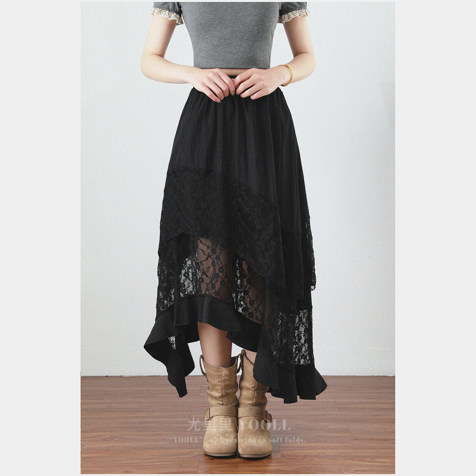 法式不规则蕾丝拼接大码半身裙春夏新款高腰显瘦薄纱蓬蓬中长裙女,女装/女士精品,大码半身裙,淘宝优惠券,粉丝福利购,淘宝优惠卷