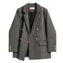 寬松休閑小個子大碼 小西服 外套女高級感oversize春秋新款 灰色西裝