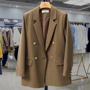 小西装 小个子正肩双排扣oversize黑色休闲高级感西服 外套女春秋装