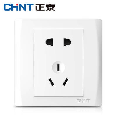 正泰NEW7-V11100A五孔插座面板墙壁开关二三插86型 10A 250V CHNT