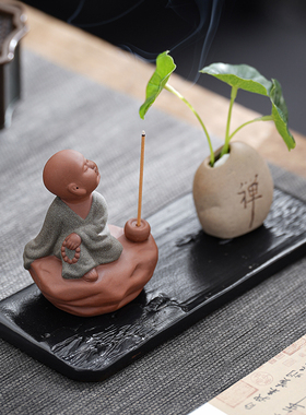 小和尚茶宠紫砂摆件香道香薰
