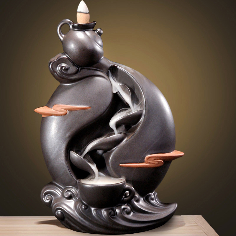 茶壶倒流香炉家用室内香薰炉熏香檀香炉陶瓷创意摆件沉香道香座