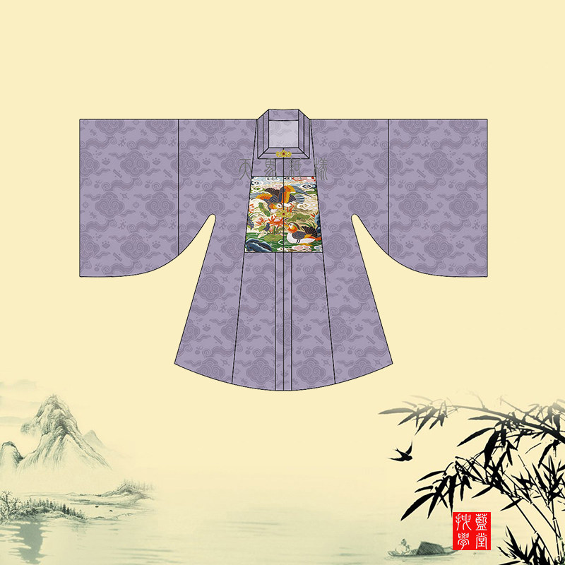 明华堂方领半袖披袄补服明制汉服裁剪1：1图纸样板打版型 手工DIY
